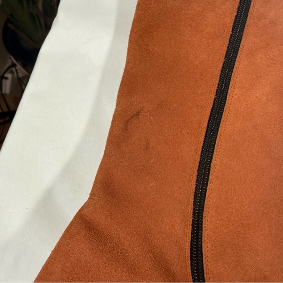 Elle Orange Suede Heeled Boots - Picture 2 of 13